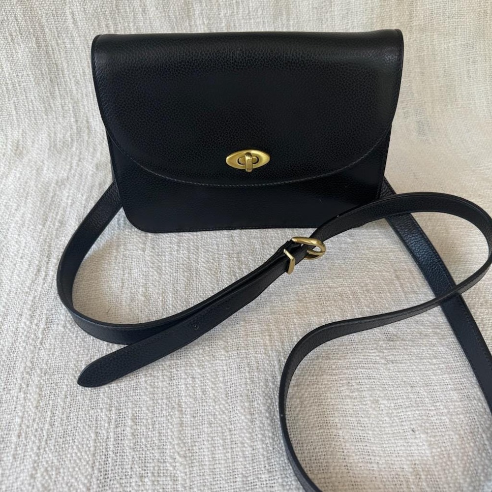 Vintage Coach Spence Bag‎ Black Leather Shoulder Bag Made in Italy - Picture 8 of 10
